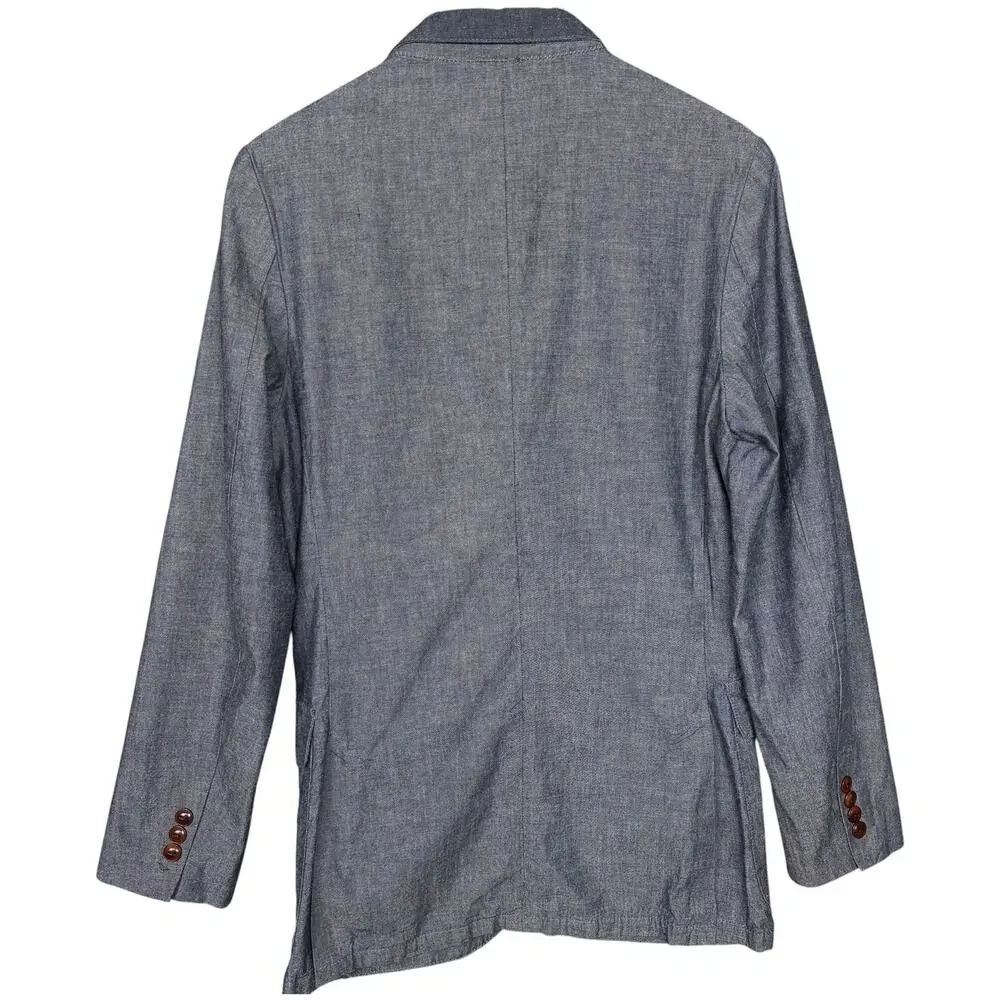 J.Crew Blazer Mens XS Japanese Chambray Blue Unstructured 100% Cotton Preppy